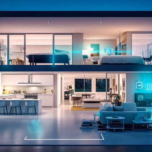 smart home using modern technology, made with Generative AI. High quality illustration