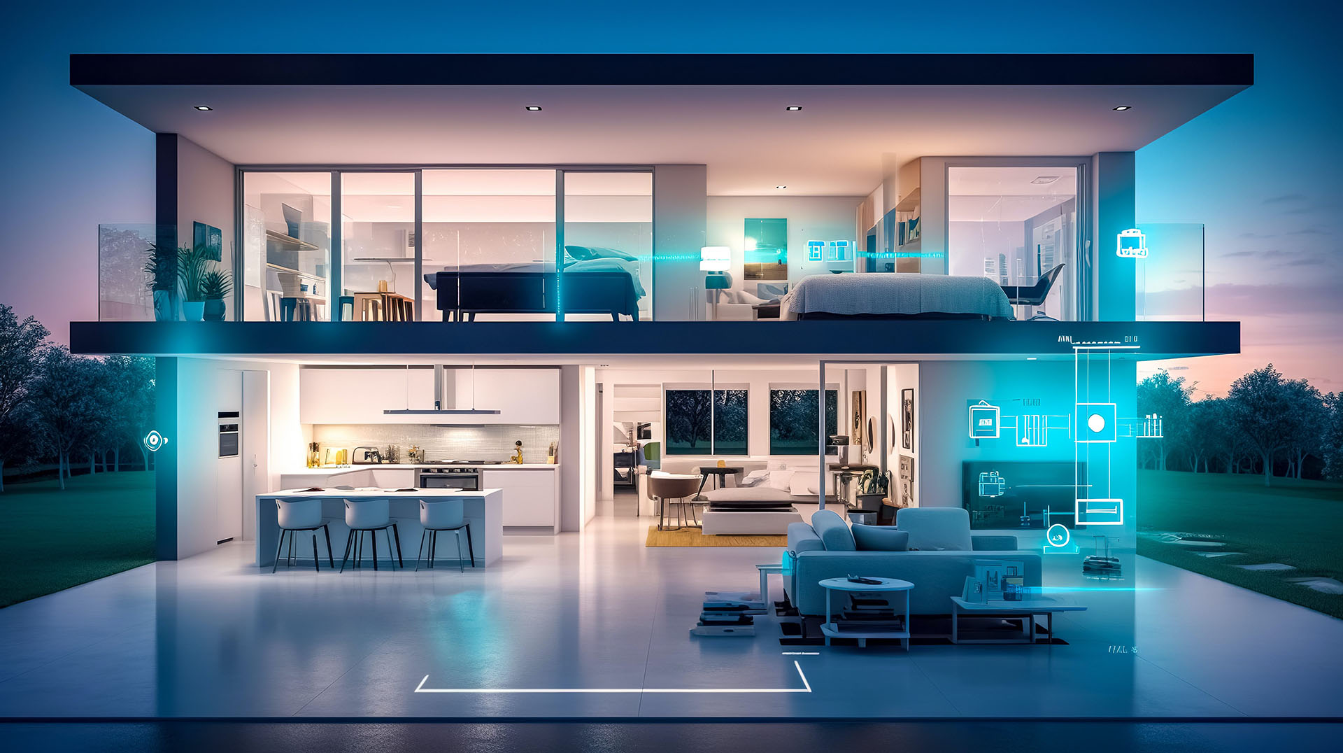 smart home using modern technology, made with Generative AI. High quality illustration